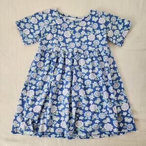 Vintage Blue Floral Comfy Dress 5t/6 *flaw